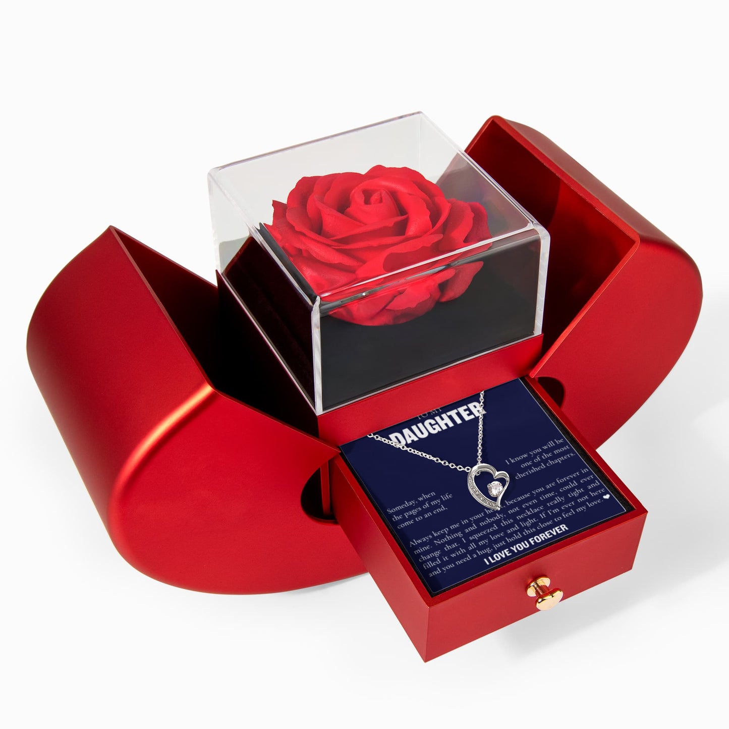 Forever Love Necklace with Rose Box - To My Daughter "Always Keep Me In Your Heart"
