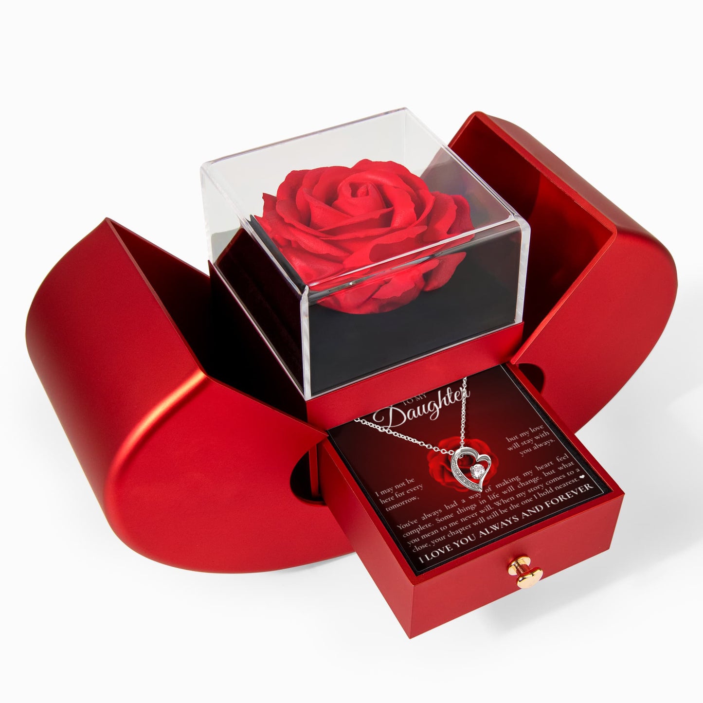 Forever Love Necklace with Rose Box - To My Daughter "I Love You Always and Forever"