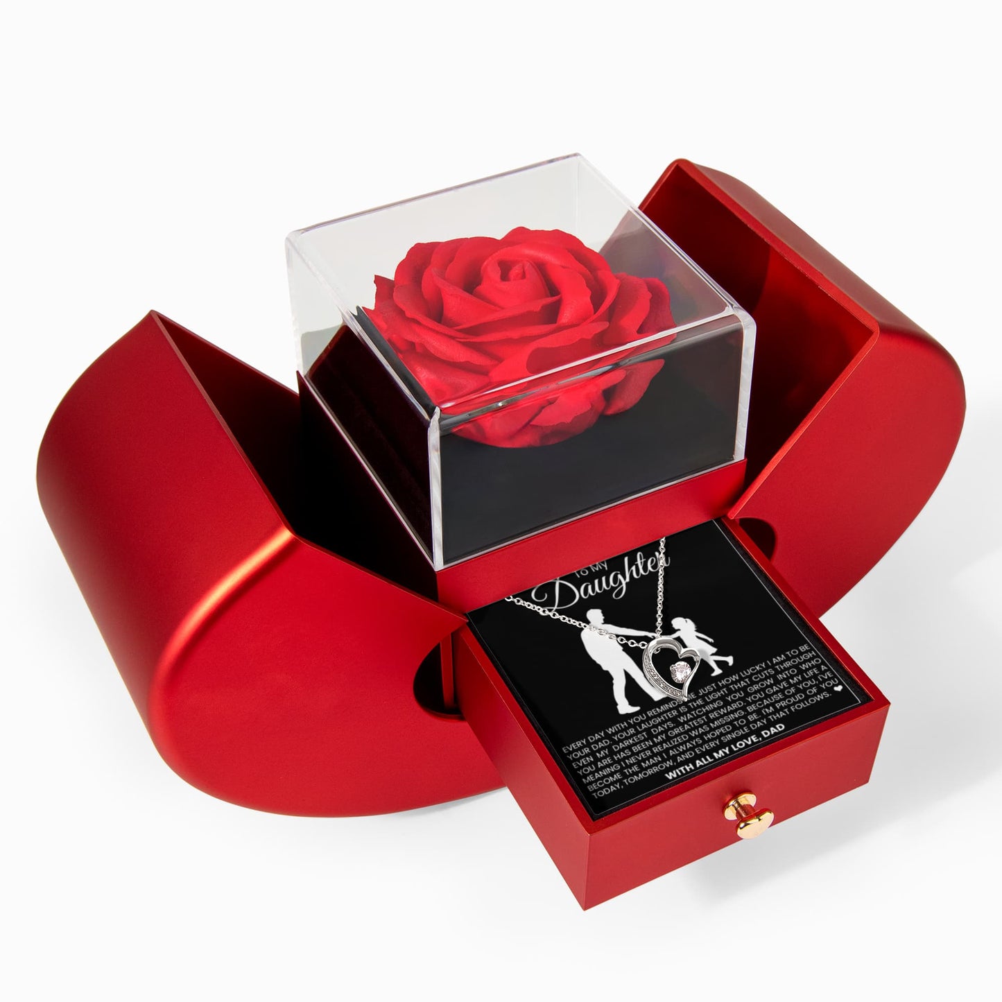 Forever Love Necklace with Red Heart Rose Box - To My Daughter "I'm Proud Of You"
