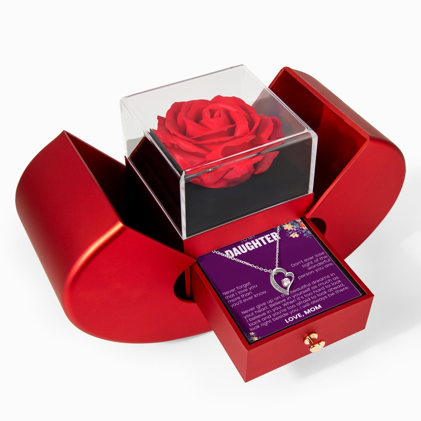 Forever Love Necklace with Rose Box - To My Daughter "Never Forget That I Love You"