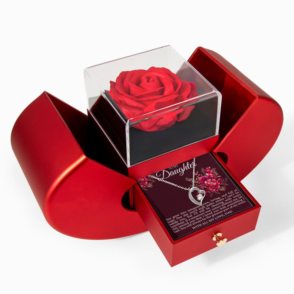 Forever Love Necklace with Rose Box - To My Daughter "You Will Always Be The Greatest Part of My Story"