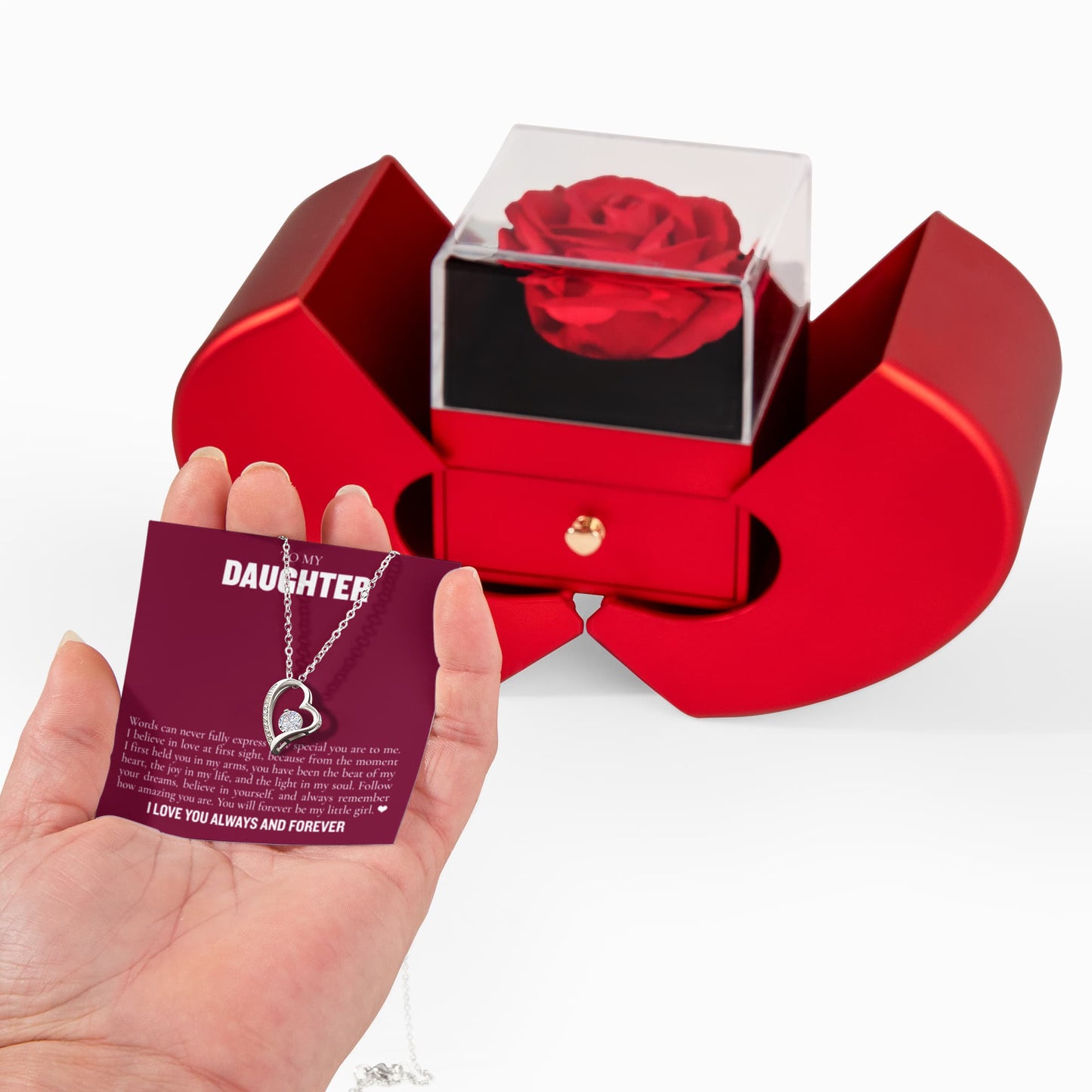 Forever Love Necklace with Rose Box - To My Daughter "Believe In Yourself"