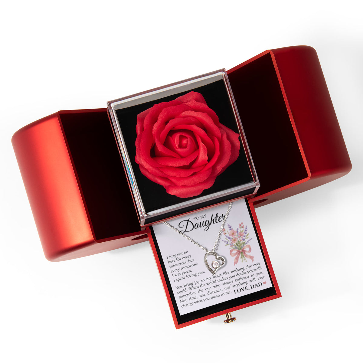 Forever Love Necklace with Rose Box - To My Daughter "You Bring Joy To My Heart"