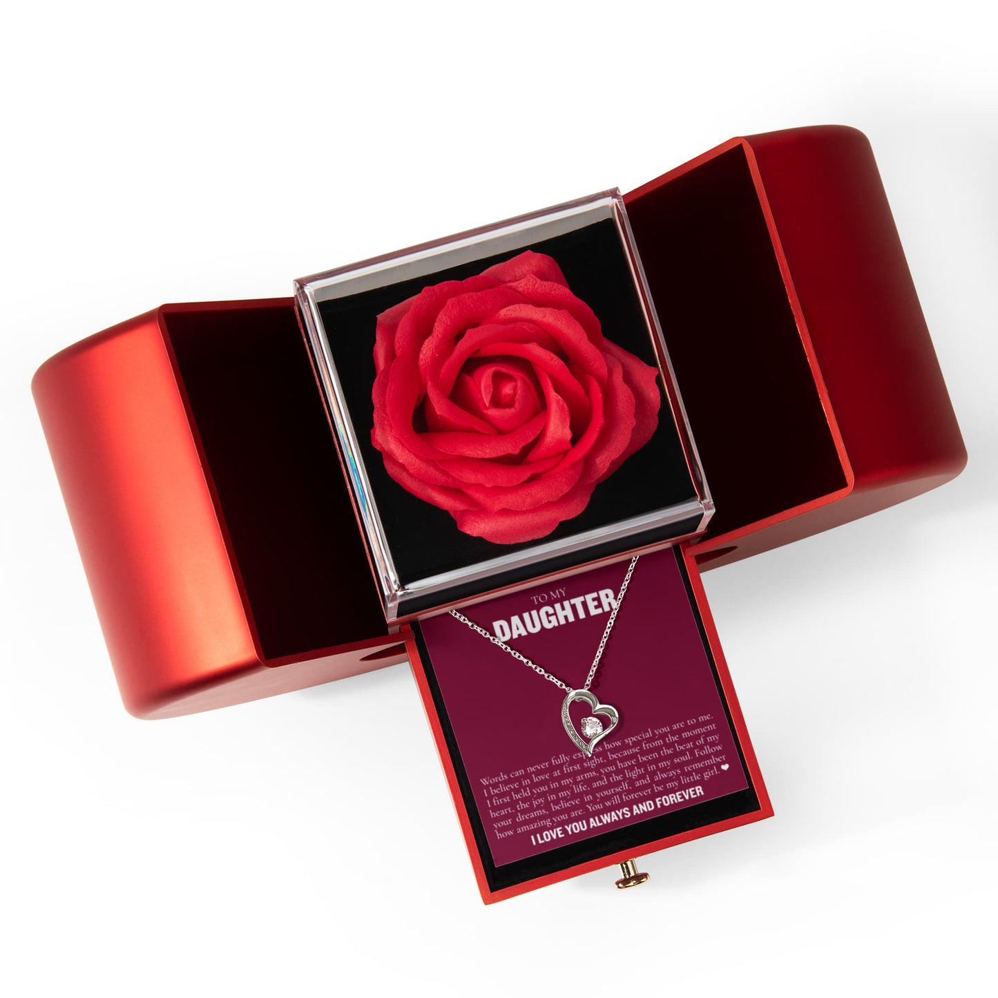 Forever Love Necklace with Rose Box - To My Daughter "Believe In Yourself"