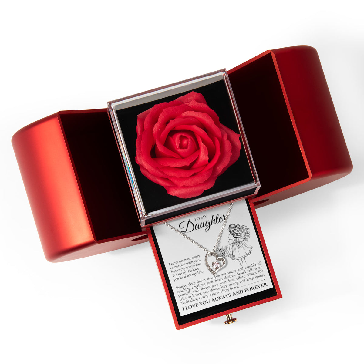 Forever Love Necklace with Rose Box - To My Daughter "I'll Love You As If It's My Last"