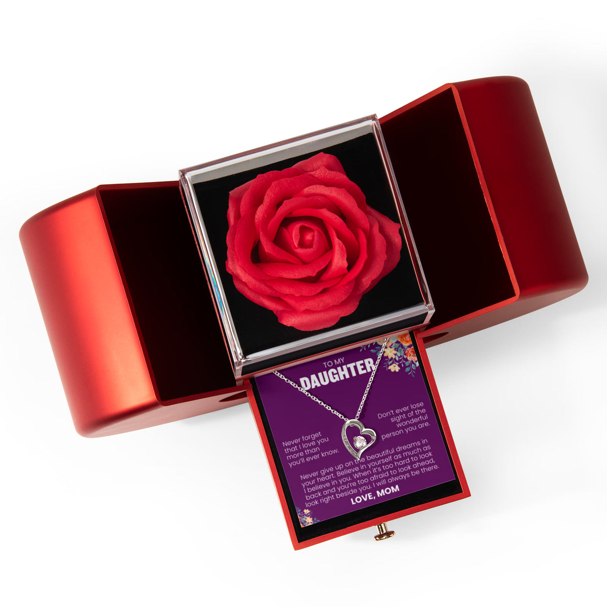 Forever Love Necklace with Rose Box - To My Daughter "Never Forget That I Love You"