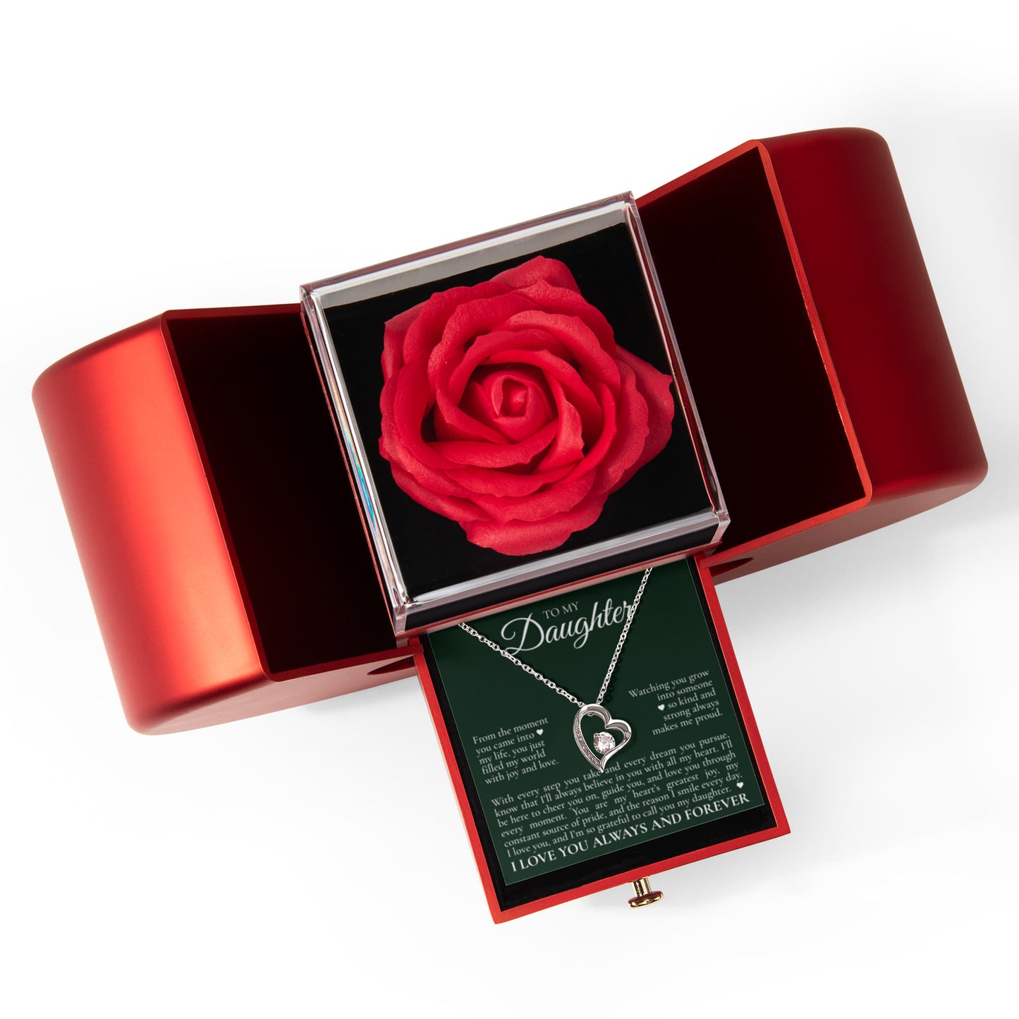 Forever Love Necklace with Rose Box - To My Daughter "I'll Be Here To Cheer You"