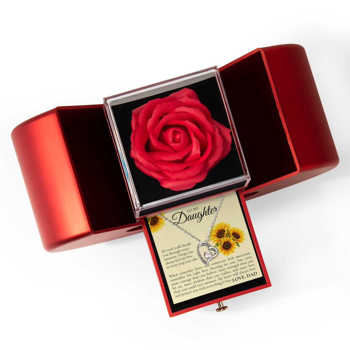 Forever Love Necklace with Rose Box - To My Daughter "I'm Right Here Cheering For You"