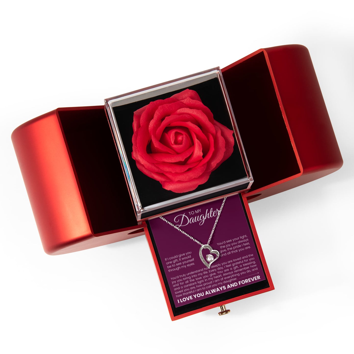 Forever Love Necklace with Rose Box - To My Daughter "I Feel Grateful For You"
