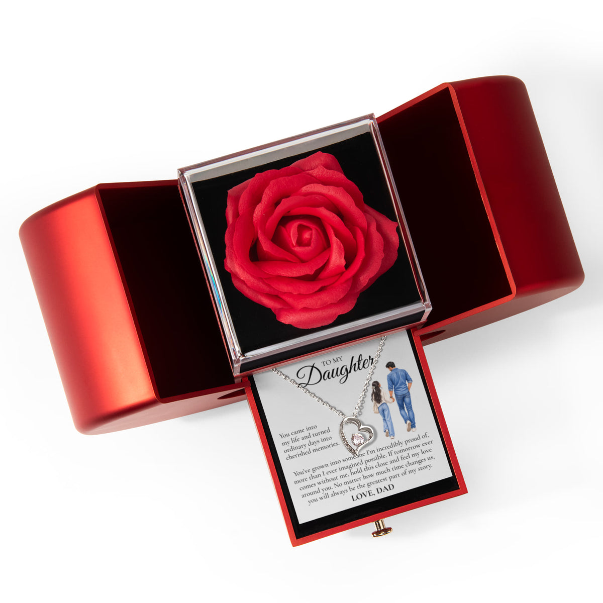 Forever Love Necklace with Rose Box - To My Daughter
