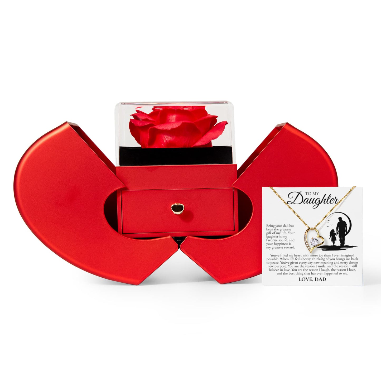 Forever Love Necklace with Red Heart Rose Box - To My Daughter "You Are The Reason I Smile"