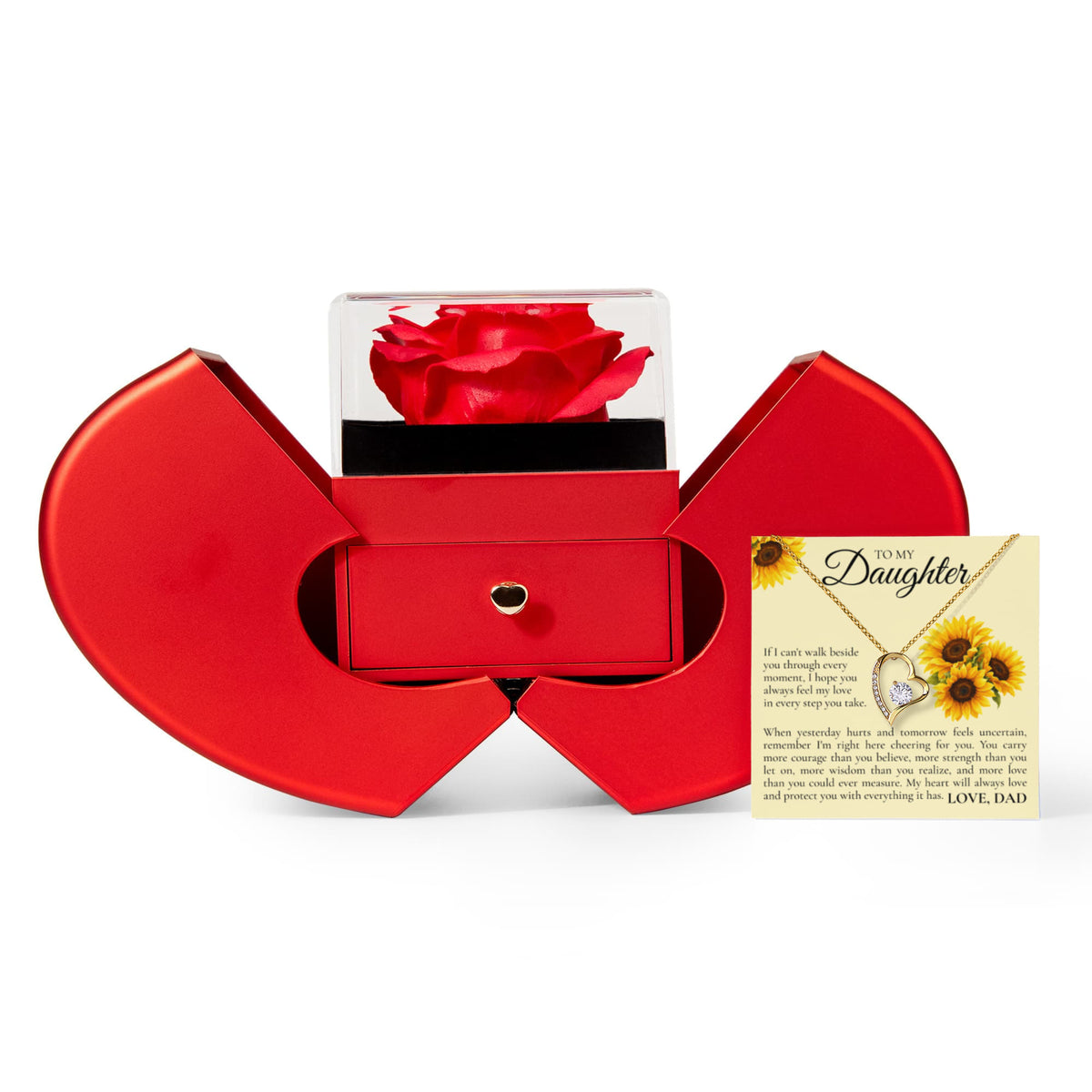 Forever Love Necklace with Rose Box - To My Daughter "I'm Right Here Cheering For You"