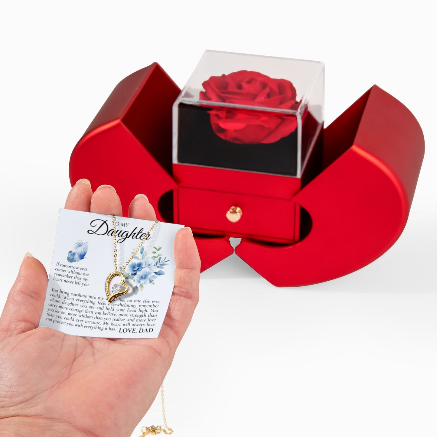 Forever Love Necklace with Rose Box - To My Daughter "You Bring Sunshine Into My World"