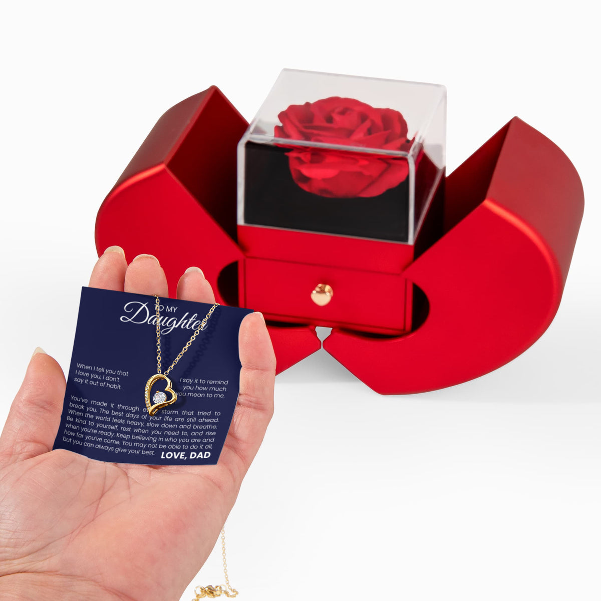 Forever Love Necklace with Rose Box - To My Daughter "Be kind to Yourself"