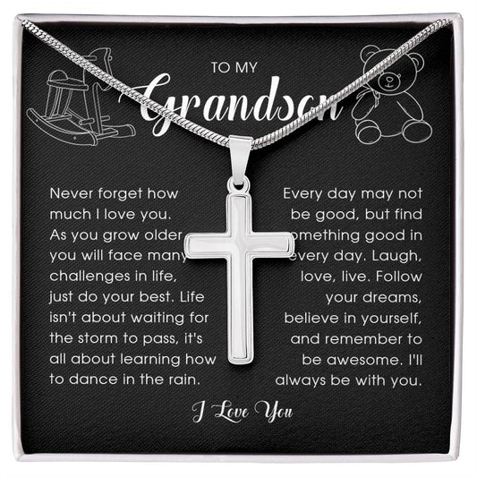 To My Grandson Cross Necklace