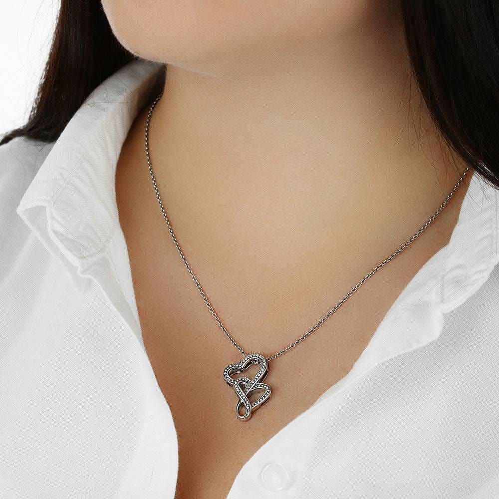 Double Heart Necklace, Granddaughter Gift from Grandma