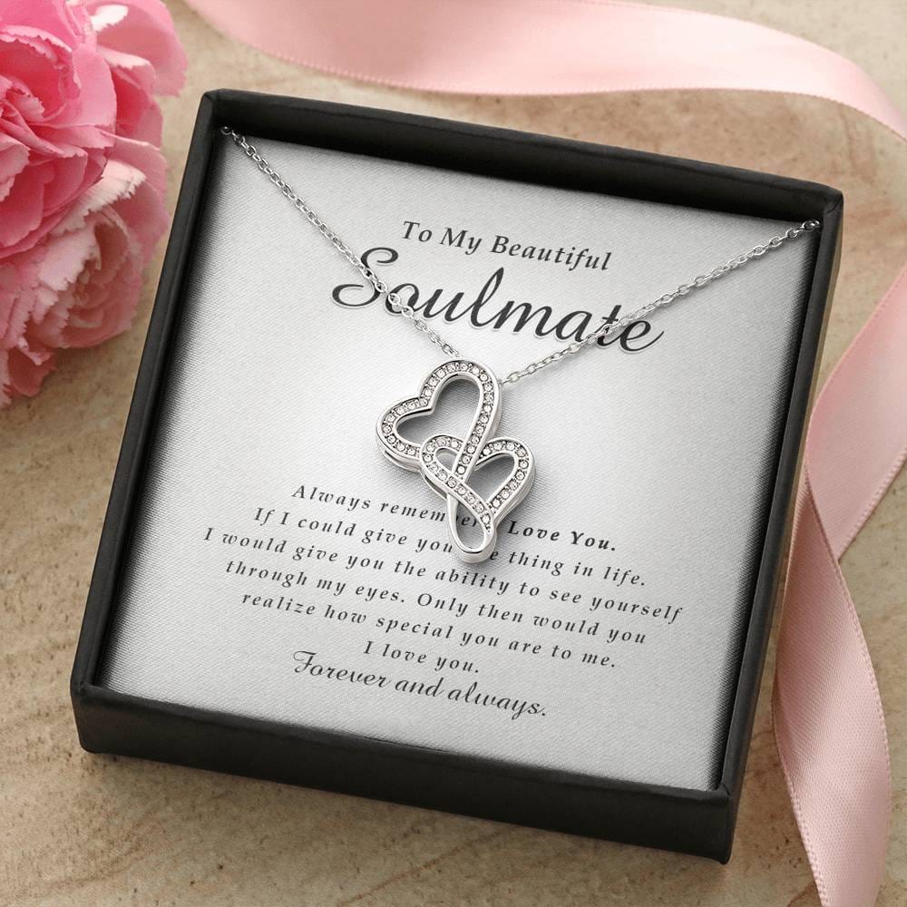 Double Heart Necklace, To My Beautiful Soulmate