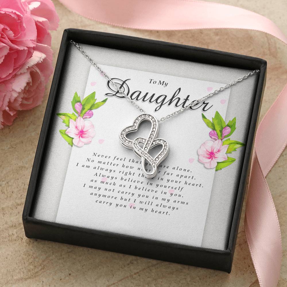Double Heart Necklace, Daughter Gift from Dad / Mom