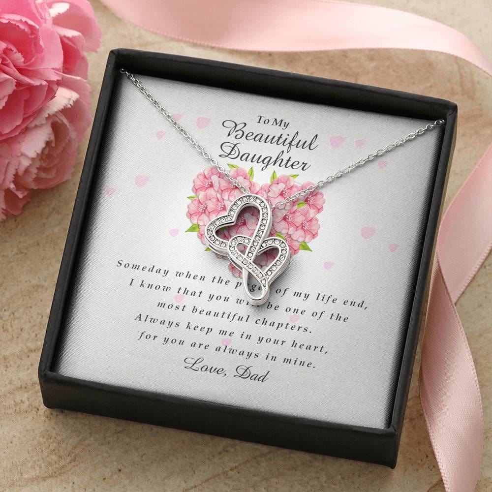 Double Heart Necklace, Daughter Gift from Dad