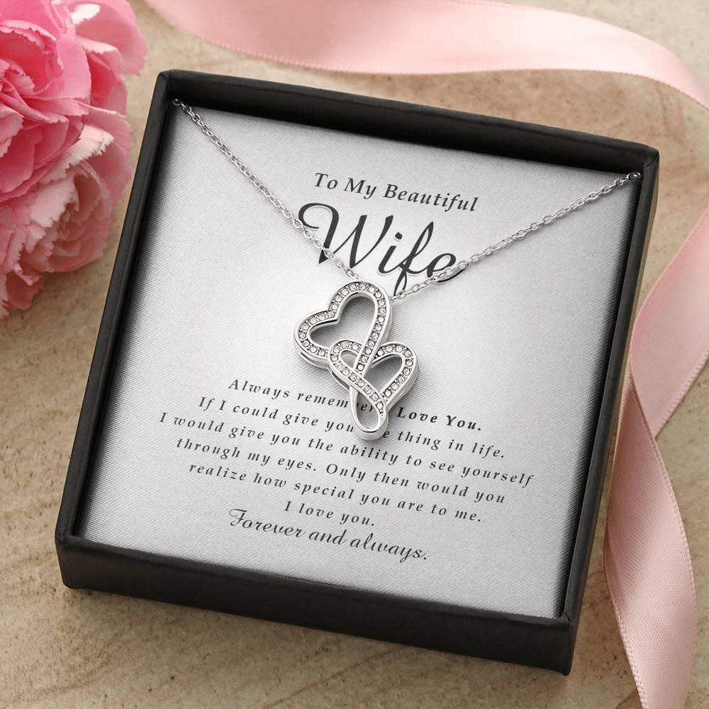 Double Heart Necklace, To My Beautiful Wife