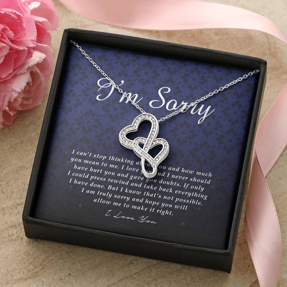 Double Heart Necklace, I'm Sorry Gift, Apology Gift For Her, Forgiveness Gift, I’m Sorry Gift For Wife / Girlfriend, Jewelry Card