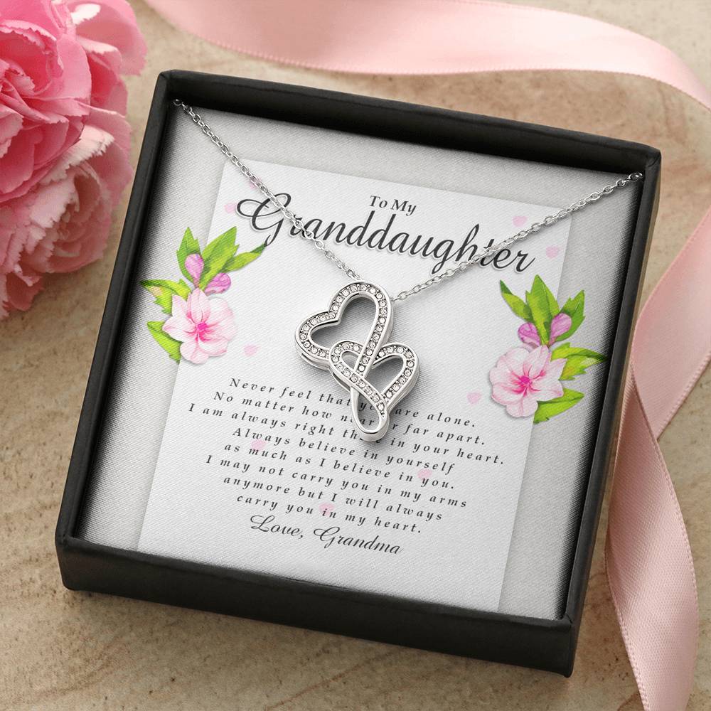 Double Heart Necklace, Granddaughter Gift from Grandma