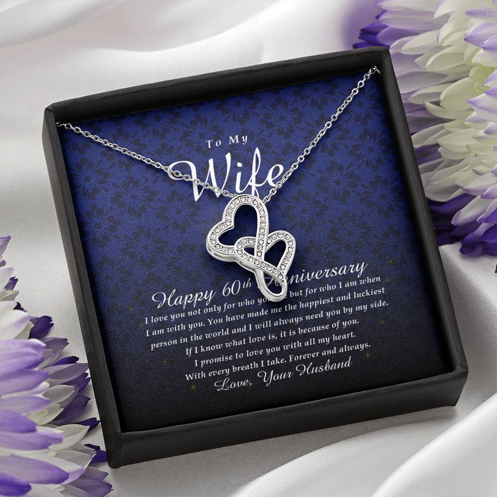 Happy 60th Anniversary, Double Heart Necklace