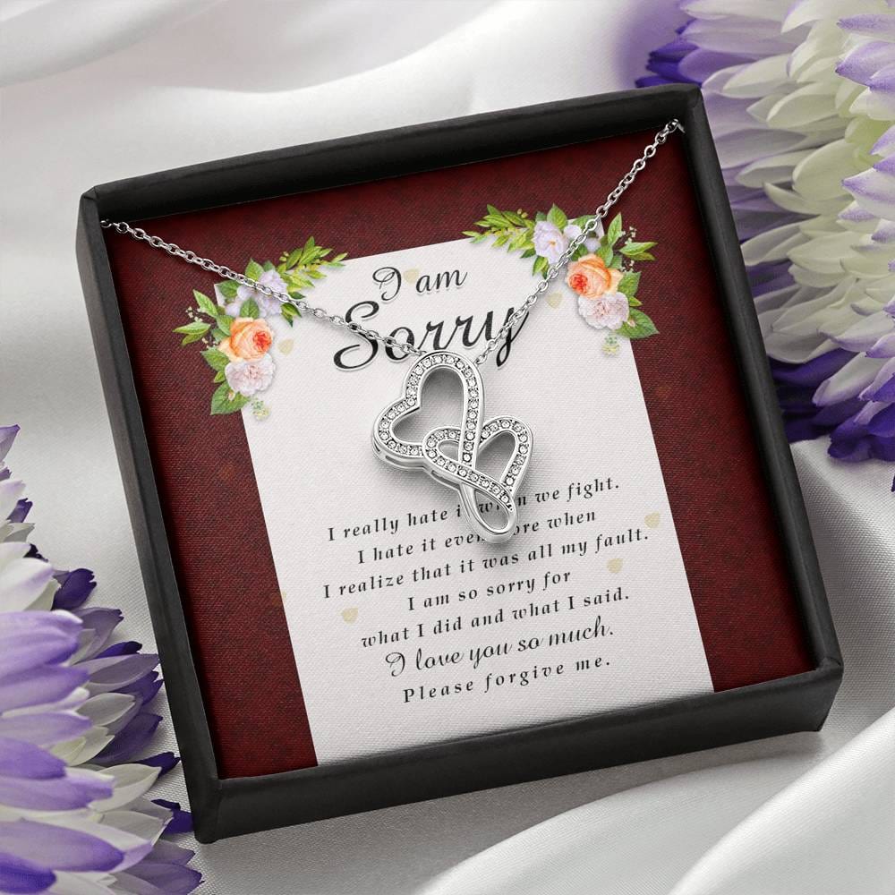 Double Heart Necklace, I'm Sorry Card, Apology Gift For Her, Forgiveness Gift, I’m Sorry Gift For Wife / Girlfriend, Gift To Say Sorry