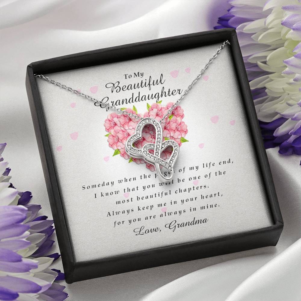 Double Heart Necklace, Granddaughter Gift from Grandma