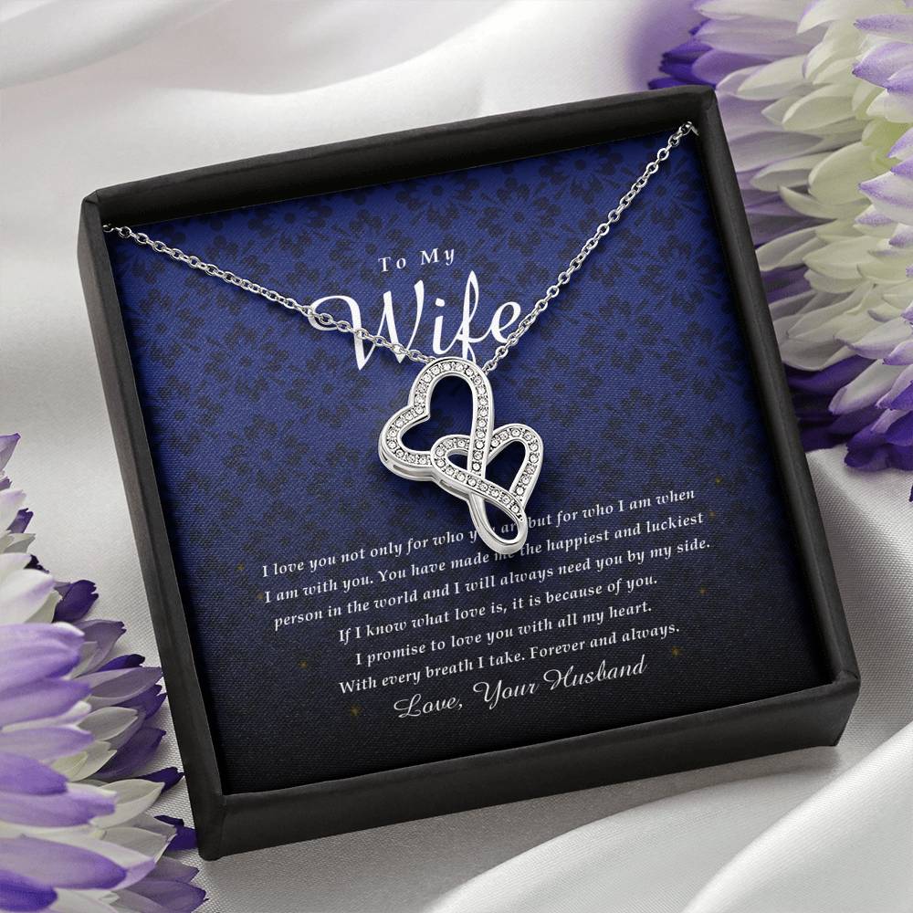 Double Heart Necklace, To My Wife