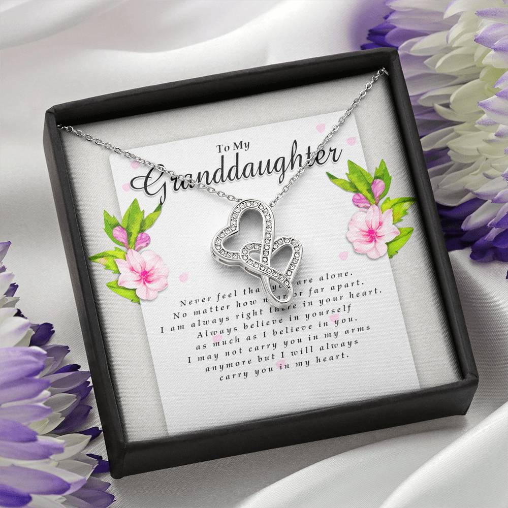 Double Heart Necklace, Granddaughter Gift from Grandpa / Grandma