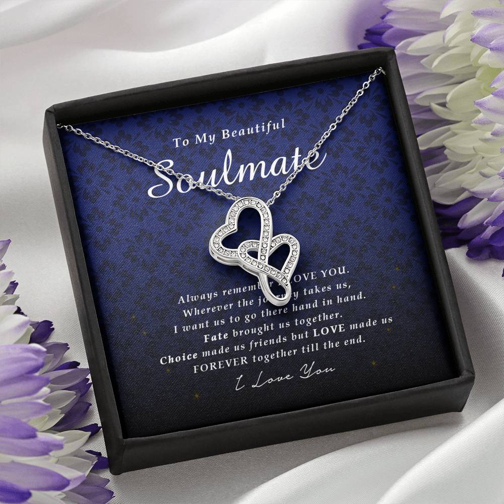 Double Heart Necklace, To My Beautiful Soulmate