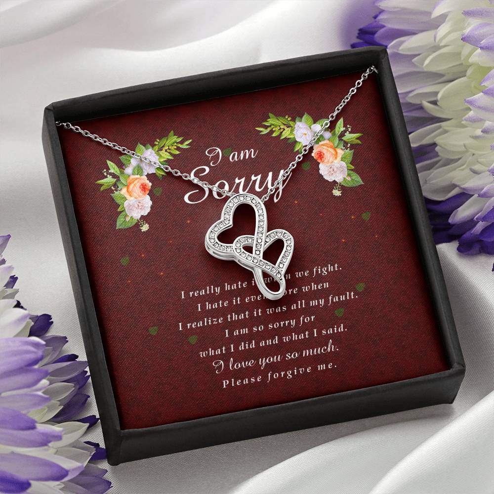 Double Heart Necklace, I'm Sorry Card, Apology Gift For Her, Forgiveness Gift, I’m Sorry Gift For Wife / Girlfriend, Gift To Say Sorry