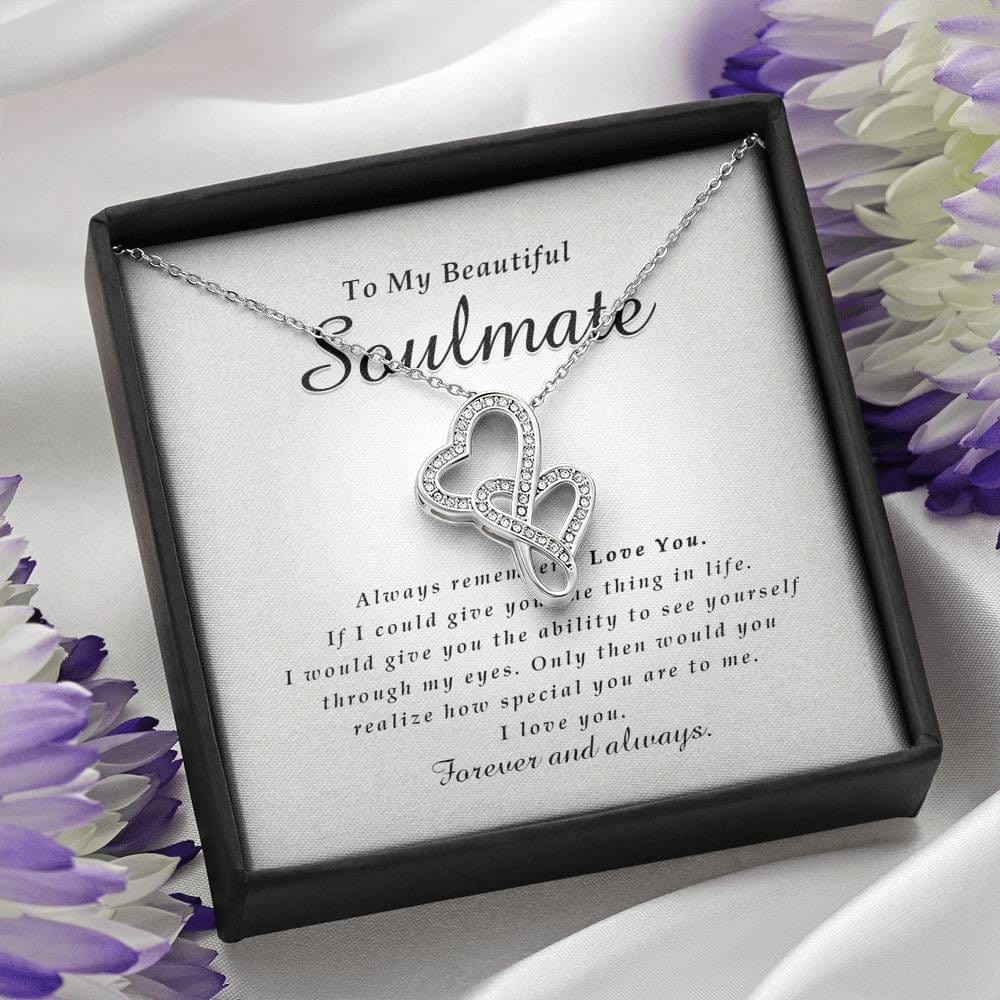 Double Heart Necklace, To My Beautiful Soulmate