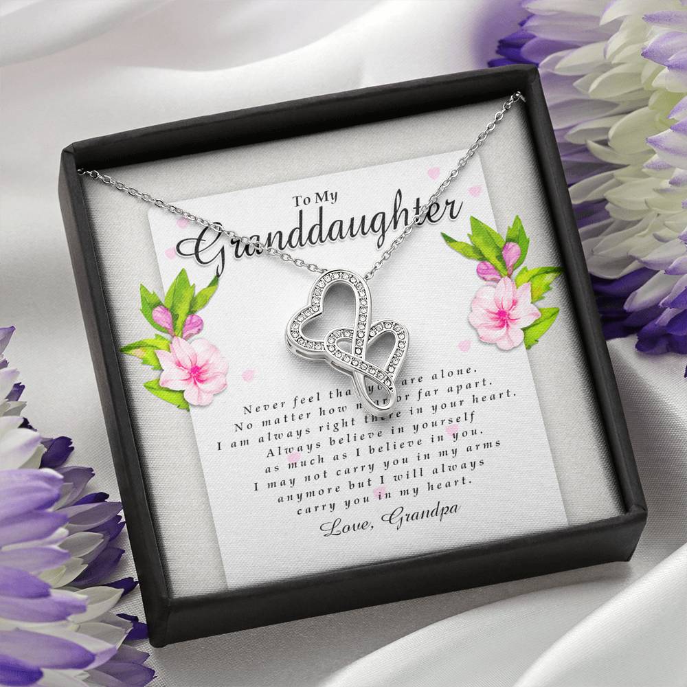 Double Heart Necklace, Granddaughter Gift from Grandpa