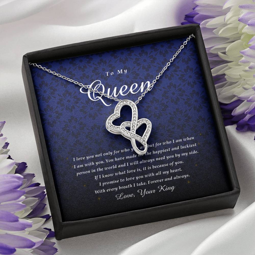 Double Heart Necklace, To My Queen