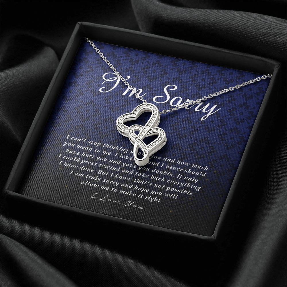 im sorry card Double Heart Necklace