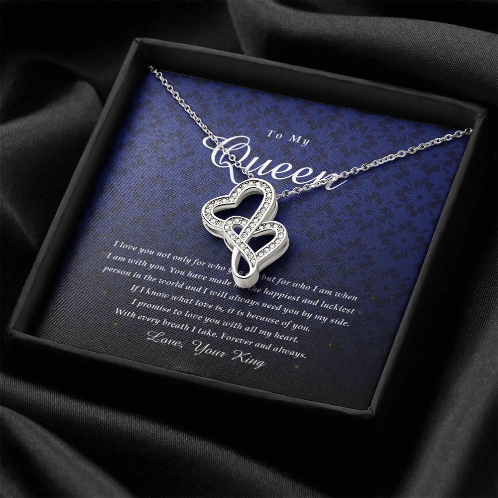 Double Heart Necklace, To My Queen