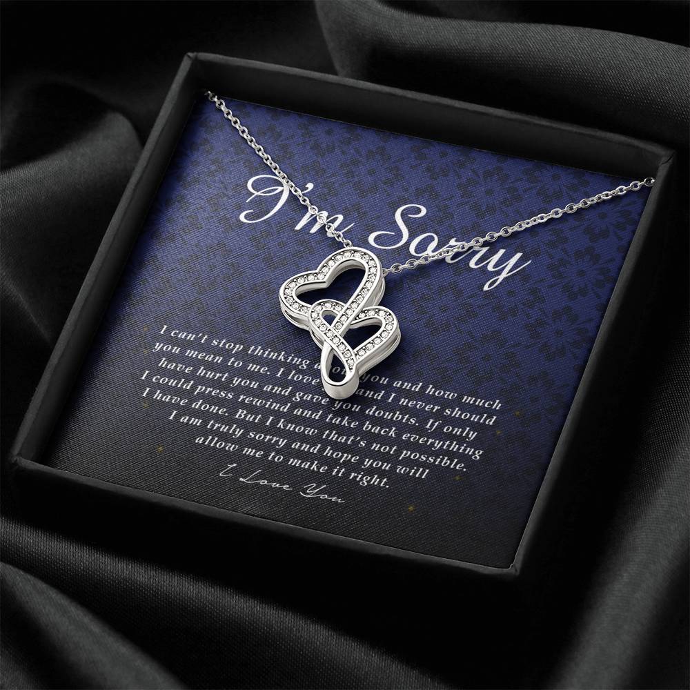 Double Heart Necklace, I'm Sorry Gift, Apology Gift For Her, Forgiveness Gift, I’m Sorry Gift For Wife / Girlfriend, Jewelry Card