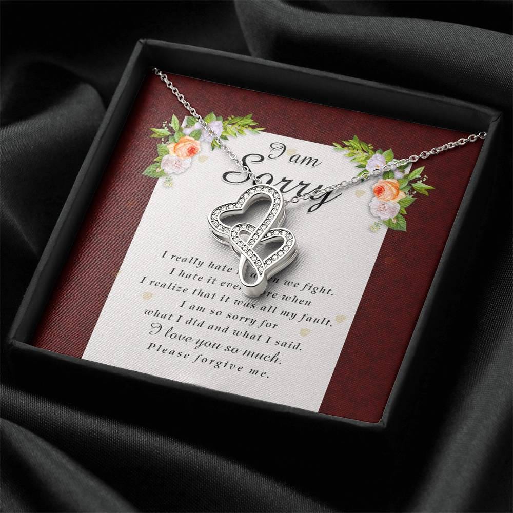 Double Heart Necklace, I'm Sorry Card, Apology Gift For Her, Forgiveness Gift, I’m Sorry Gift For Wife / Girlfriend, Gift To Say Sorry