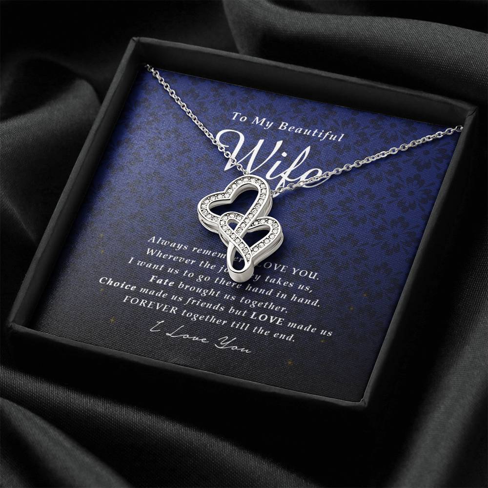 Double Heart Necklace, To My Beautiful Wife