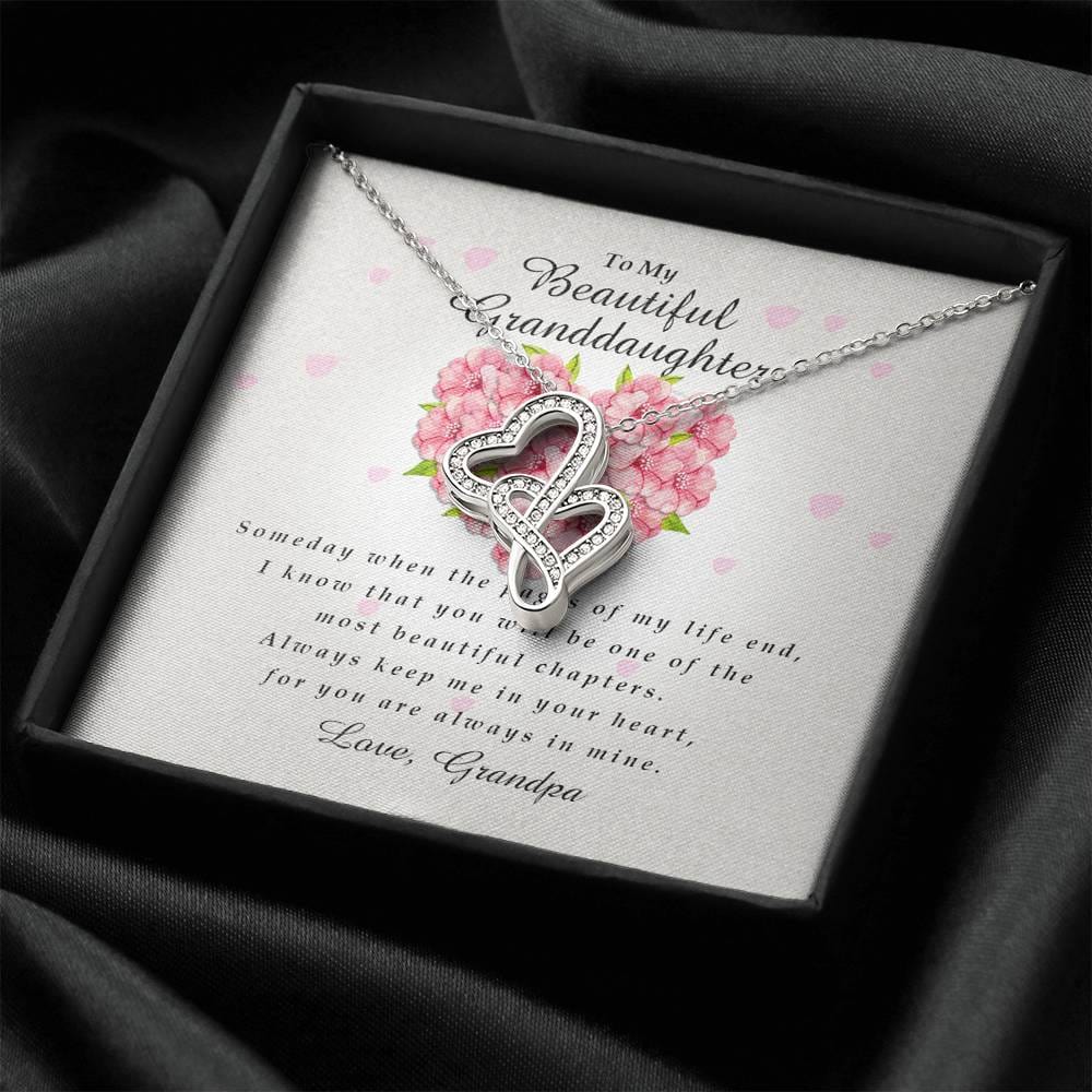 Double Heart Necklace, Granddaughter Gift from Grandpa
