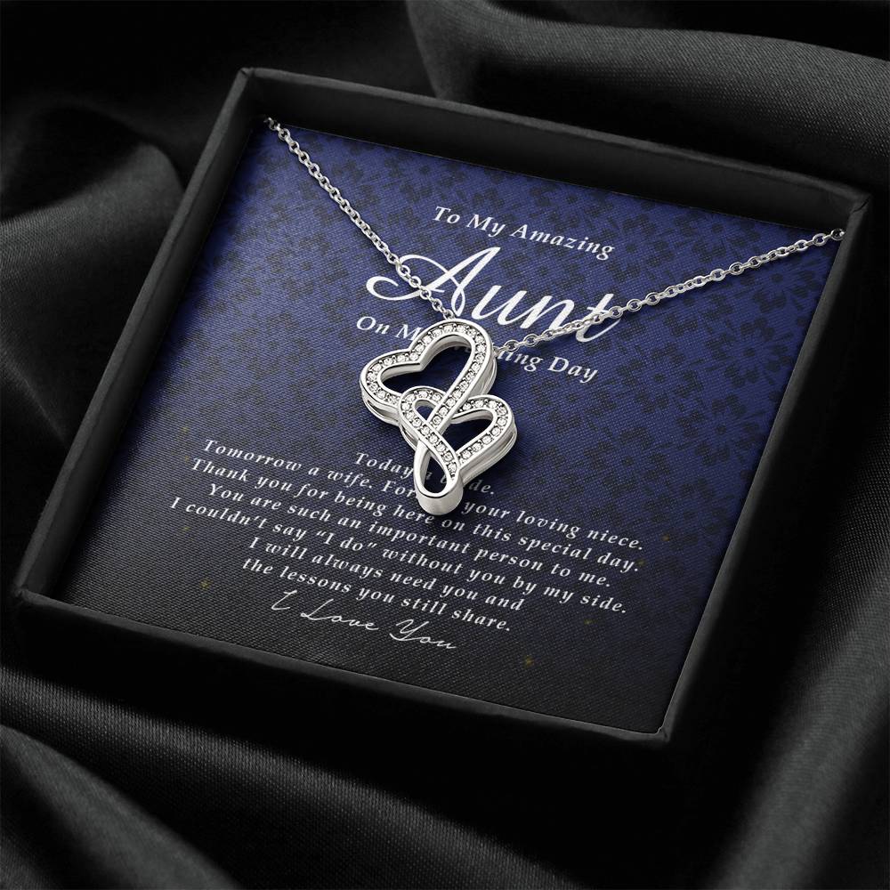 Double Heart Necklace, To My Aunt, Gift from Bride, Wedding Day Gift from Niece