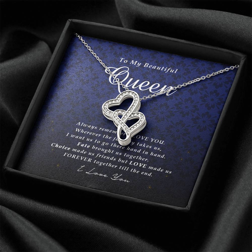 Double Heart Necklace, To My Beautiful Queen