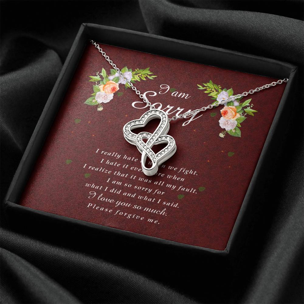 Double Heart Necklace, I'm Sorry Card, Apology Gift For Her, Forgiveness Gift, I’m Sorry Gift For Wife / Girlfriend, Gift To Say Sorry