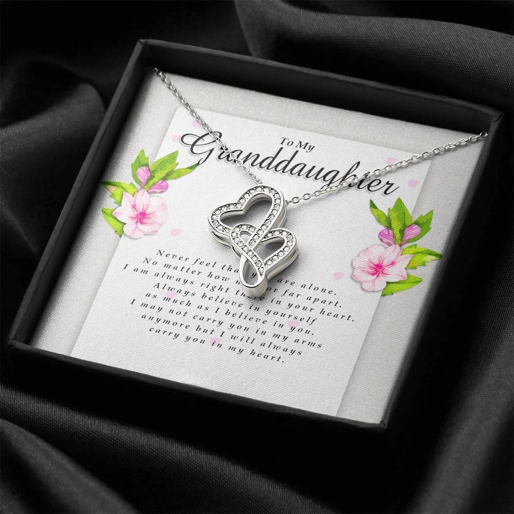 Double Heart Necklace, Granddaughter Gift from Grandpa / Grandma