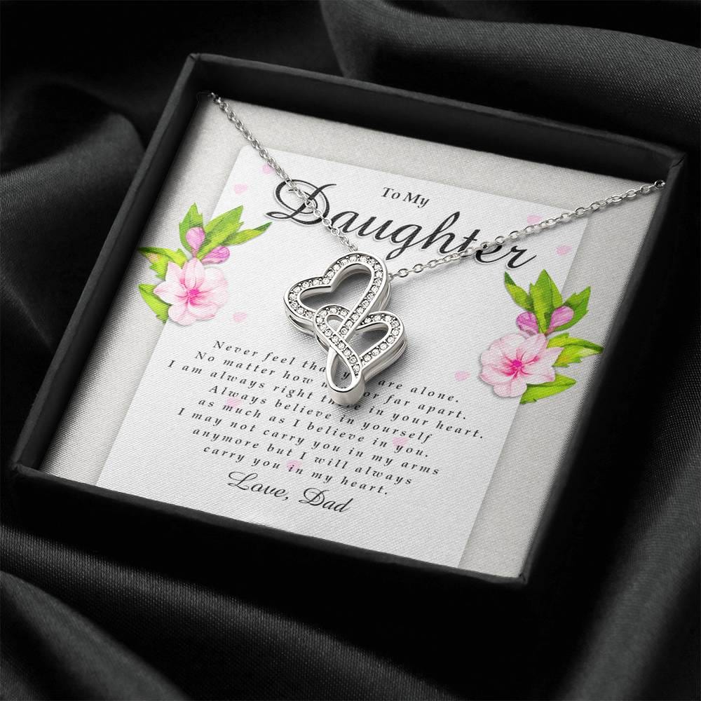 Double Heart Necklace, Daughter Gift from Dad