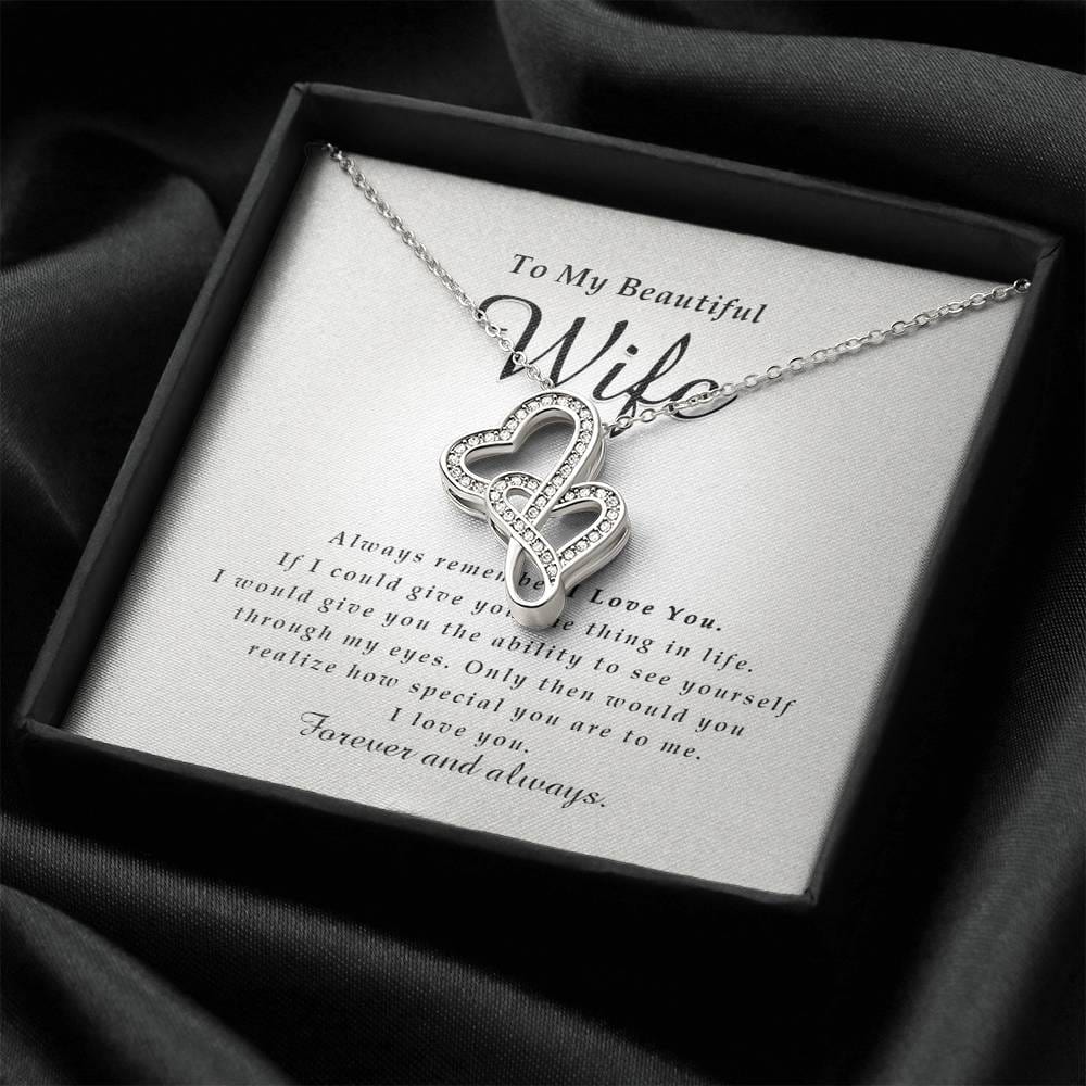 Double Heart Necklace, To My Beautiful Wife