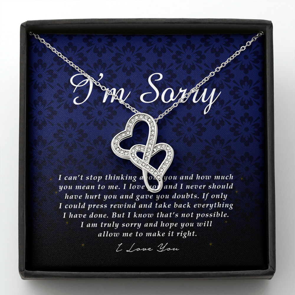 im sorry card Double Heart Necklace