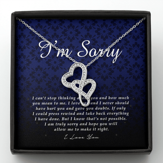 im sorry card Double Heart Necklace